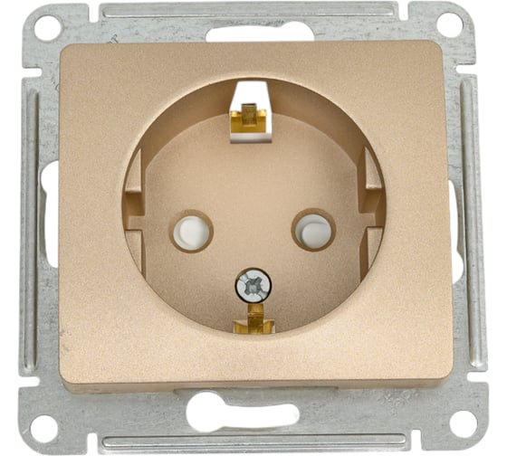 Изображение товара 1-местный механизм розетки Systeme Electric скрытой проводки Glossa 16А IP20 с заземлением защитные шторки титан GSL000445