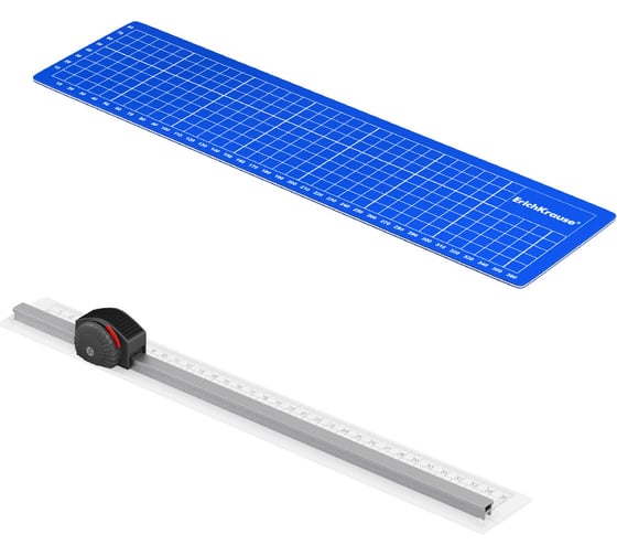 Изображение товара Резак для бумаги ErichKrause с ковриком, синий (в пластиковом блистере по 1 шт) 19270