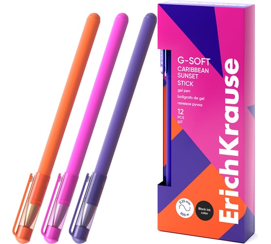 Изображение товара Ручка ErichKrause гелевая Бархат Карибский закат 0,38, цвет чернил черный 61296