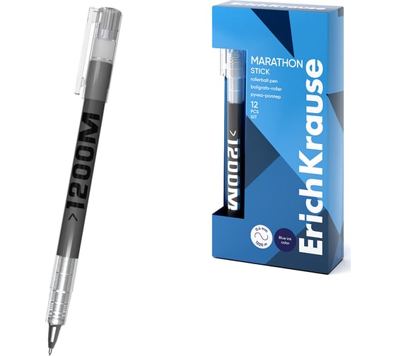 Изображение товара Ручка-роллер ErichKrause Marathon Stick 0.5, цвет чернил синий (в коробке по 12 шт.) 62109