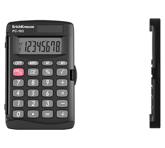 Изображение товара Карманный калькулятор ErichKrause 8-разрядов PC-103 Classic, черный (в коробке по 1 шт.) 57520