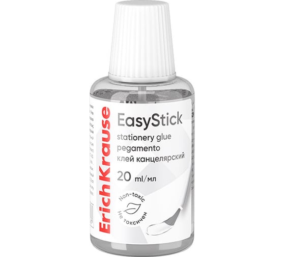 Изображение товара Канцелярский клей ErichKrause EasyStick с кисточкой, 20 мл (в пластиковом поддоне по 10 шт.) 48706