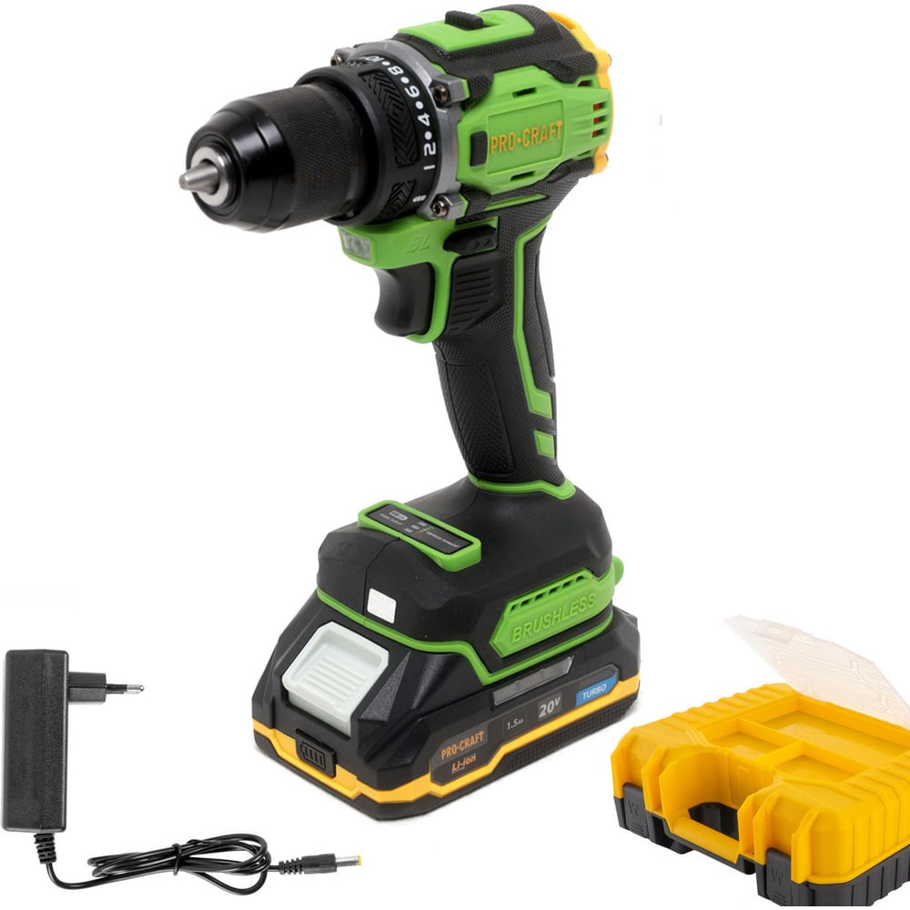 Изображение товара Шуруповерт аккумуляторный PROCRAFT 20В 30Нм (1 АКБ 1.5 Ач+ЗУ+Кейс) PA18Pro