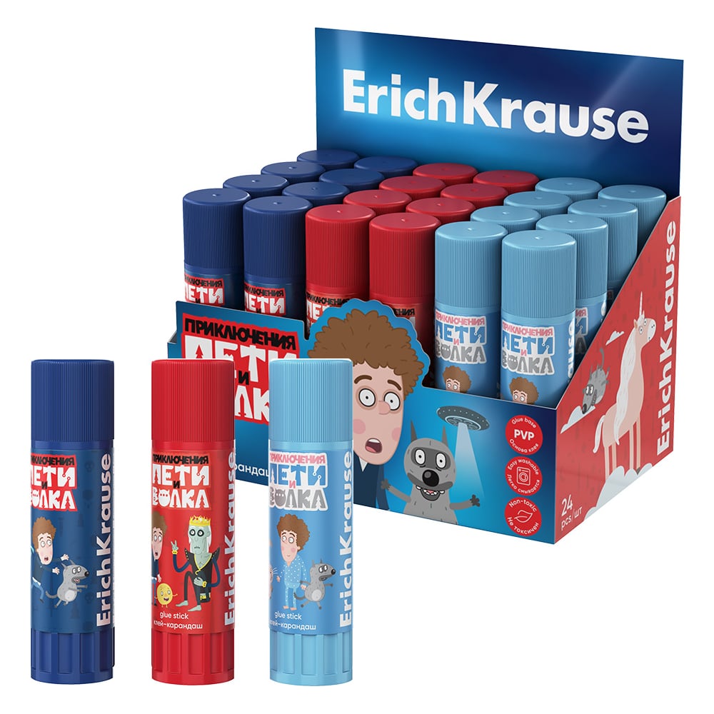 Изображение товара Клей-карандаш ErichKrause EasyStick Приключения Пети и Волка 13г ассорти
