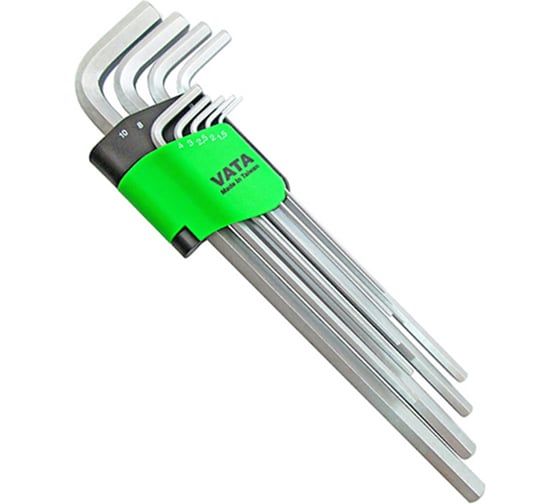 Изображение товара Набор ключей Г-образных удлиненных VATA 9 предметов 14-22L09