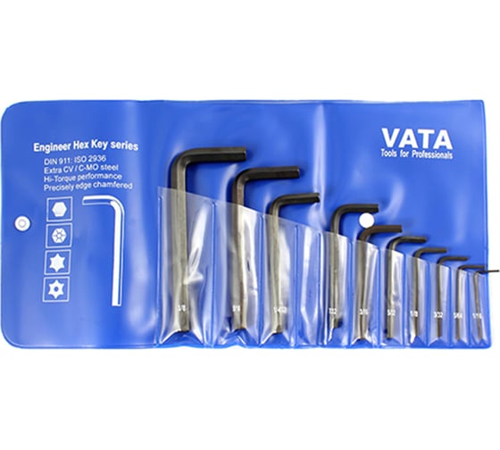 Изображение товара Набор ключей Г-образных дюймовых VATA 10 предметов 14-12P10AF