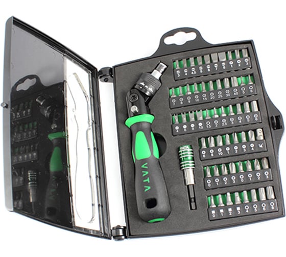 Изображение товара Набор бит с трещоточной отверткой VATA 1/4 58 предметов 92460B01