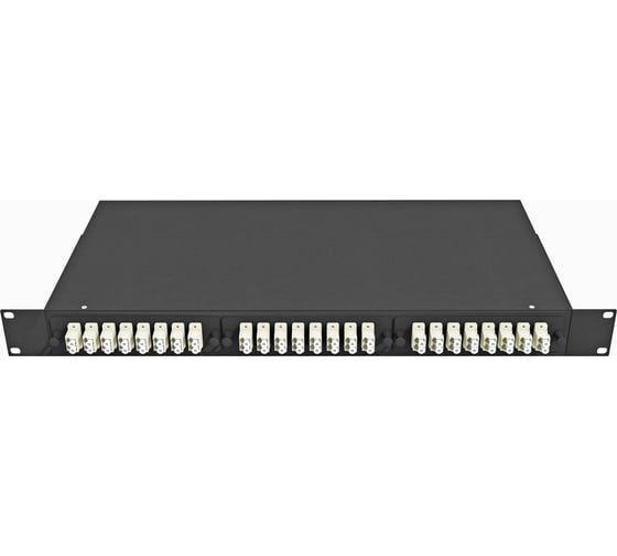 Изображение товара Кросс оптический стоечный TopLAN 19", 24 адаптера LC/UPC duplex, многомодовый (OM3 50/125), 1U, черный, укомплектованный КРС-Top-1U-D24LC/U-OM3-BK