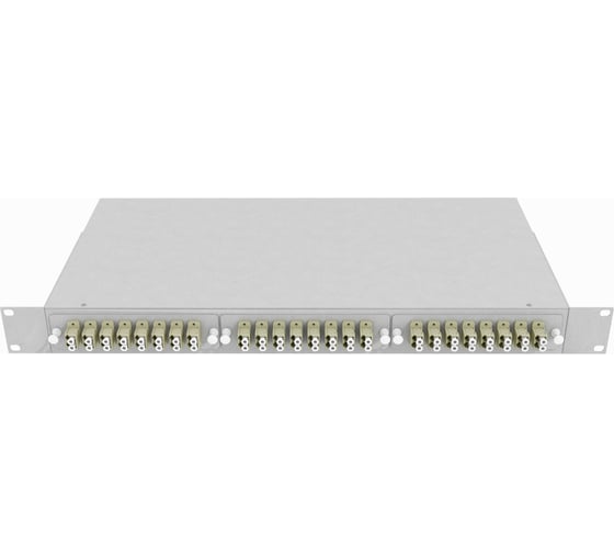 Изображение товара Кросс оптический стоечный TopLAN 19", 48 LC/PC адаптеров, многомодовый (50/125), 1U, серый, укомплектованный КРС-Top-1U-48LC/P-OM2-GY
