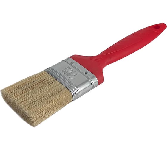 Изображение товара Кисть плоская Toolberg Классик-Эксперт, натуральная щетина, пластиковая рукоять, 50мм ЛА-00003859