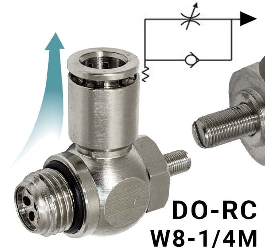 Изображение товара Пневмодроссель для цилиндра PI TOOLS регулировка отверткой, цанга 8-1/4М, артикул 9220
