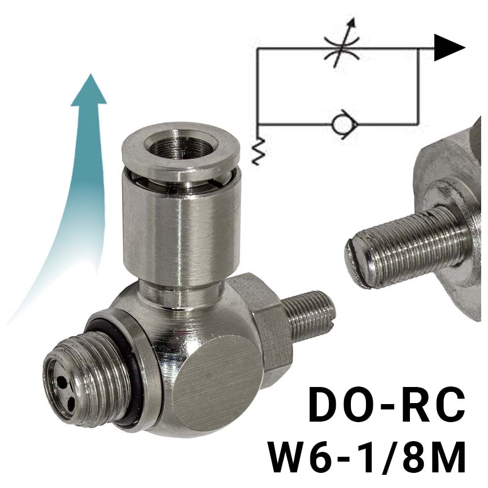 Изображение товара Пневмодроссель для цилиндра PI TOOLS регулировка отверткой цанга 6-1/8М