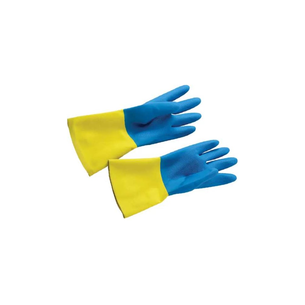 Изображение товара Перчатки резиновые Ben Fatto BICOLOR L, бесшовные для защиты рук, латекс, с манжетами