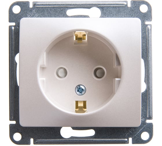 Изображение товара 1-местный механизм розетки Systeme Electric скрытой проводки Glossa 16А IP20 с заземлением перламутр GSL000645