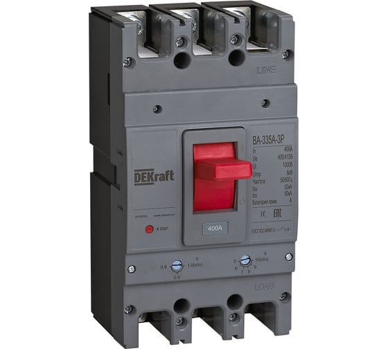 Изображение товара Силовой автоматический выключатель DEKraft ВА-335А, 3 P, 630 A, 50 кА 28136DEK
