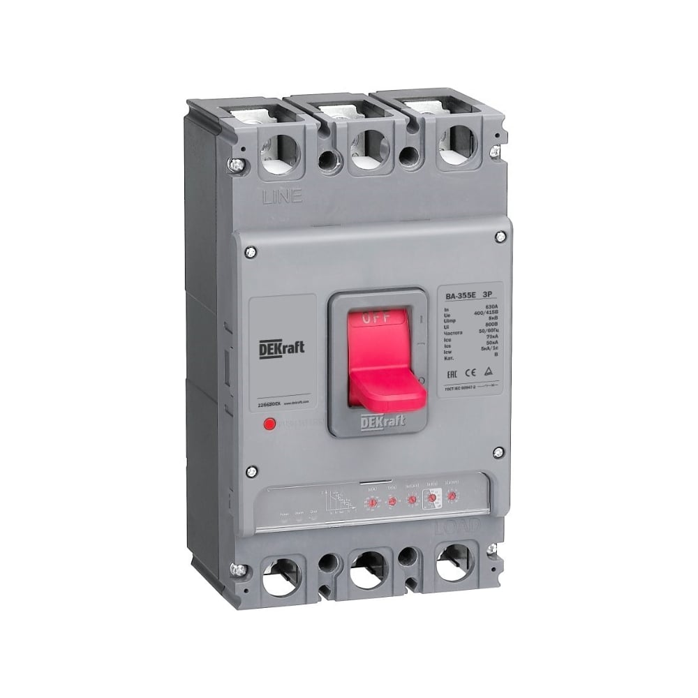 Изображение товара Силовой автоматический выключатель ВА-355E Dekraft 630А 70кА на монтажную панель