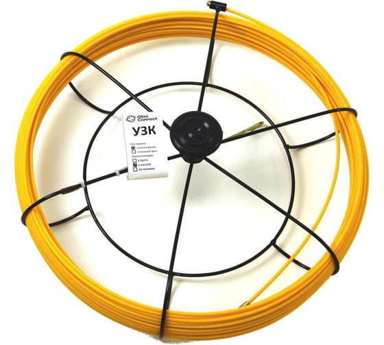 Изображение товара Протяжка стальная OlmiOn, с нейлоновым покрытием, d=4,5 мм L=30 м в кассете №1, жёлтый СТ-К1-4,5/30