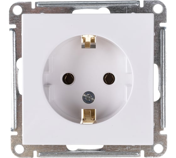 Изображение товара 1-местный механизм розетки Systeme Electric скрытой проводки W59 16А IP20 с заземлением без защитных шторок белый RS16-154-1-86