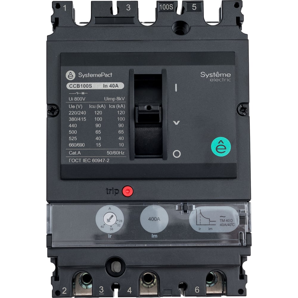 Изображение товара Автоматический выключатель Systeme Electric CCB100 100KA 40A 3 полюса