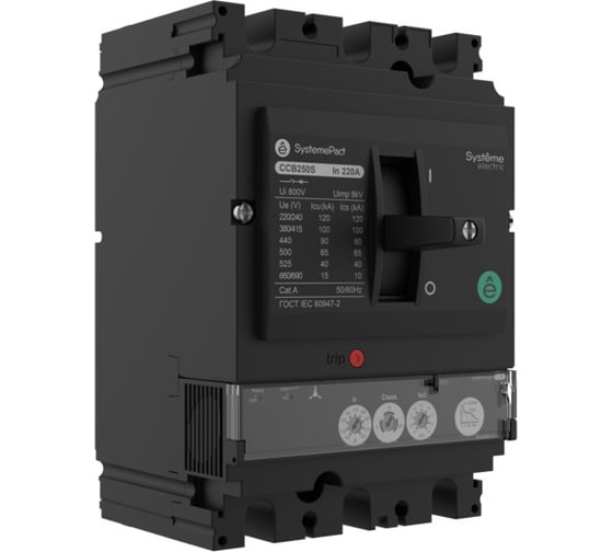 Изображение товара Автоматический выключатель Systeme Electric SYSTEMEPACT CCB100 150KA S2.2M 3P3D 25A SPC100L02522M3DF