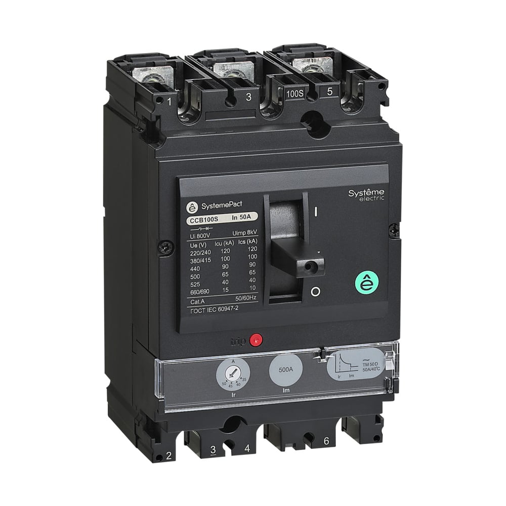 Изображение товара Автоматический выключатель Systeme Electric  SYSTEMEPACT CCB100 36KA 3P3D TMD63 (ранее LV510335) SPC100F063L3DF