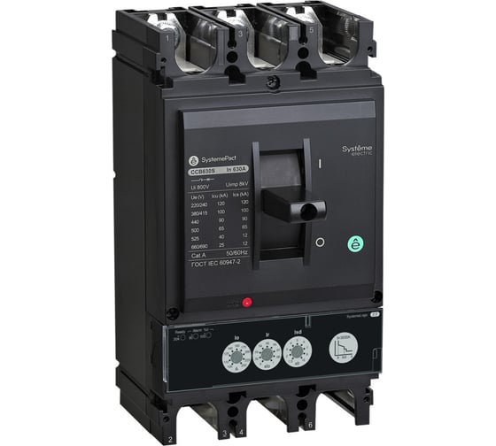Изображение товара Автоматический выключатель Systeme Electric  SYSTEMEPACT CCB630 36KA 3P3D S2.3 630A (ранее LV563505) SPC630F63023L3DF