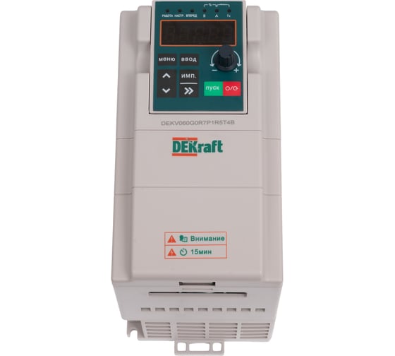 Изображение товара Преобразователь частоты Dekraft DEKV060-0.75/1.5кВт 3 фазы 380В с торм. модулем DEKV060G0R7P1R5T4B