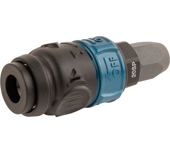 Изображение товара Композитное пневматическое быстроразъемное соединение WIEDERKRAFT с предохранителем, крепление под гайку 5x8 мм WDK-820SPS