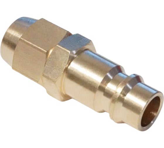 Изображение товара Штуцер быстроразьемного соединения WIEDERKRAFT под шланг с обжимной гайкой 5х8 мм; латунь WDK-20PPB