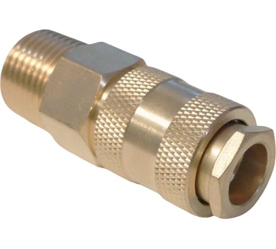 Изображение товара Быстроразъемное соединение пневматическое WIEDERKRAFT с внешней резьбой 1/2 BSPT, латунь WDK-40SMB
