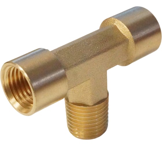 Изображение товара Фитинг T - образный WIEDERKRAFT резъба 1/4 PT, F-M-F (внутренний/внешний/внутренний), латунь WDK-20FMF