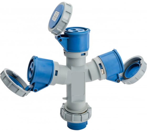 Изображение товара Адаптер трехлучевой Dekraft 2Р+РЕ 16А 250В IP67 АП-103 26292DEK