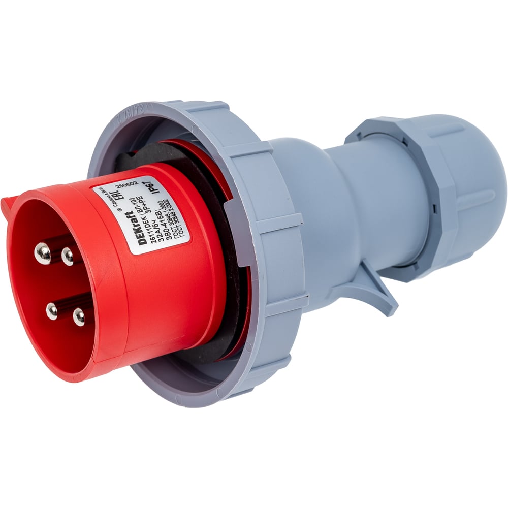 Изображение товара Вилка Dekraft 3Р+РЕ 32A 380В IP67 для кабельной установки