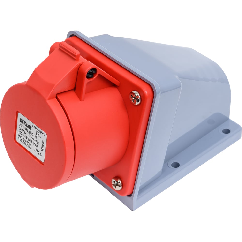 Изображение товара Розетка кабельная Dekraft 3Р+РЕ+N 16А IP44 RS-103 26194DEK