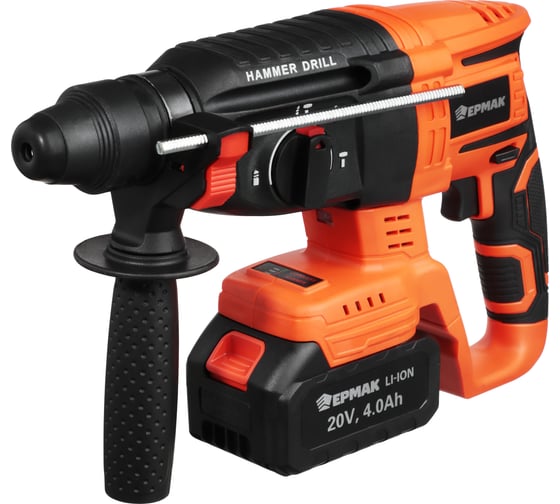 Изображение товара Перфоратор аккумуляторный ЕРМАК 20В, 4Ач, 28 мм, 2.0 Дж, 0-4800 уд/мин, SDS-Plus 691-058