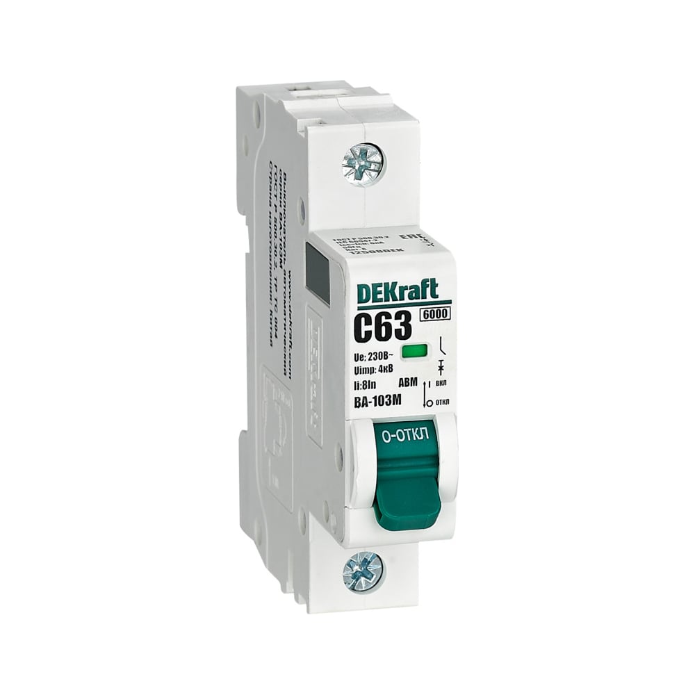 Изображение товара Автоматический выключатель Dekraft VA-103M 63А 1P IP20 на DIN-рейку