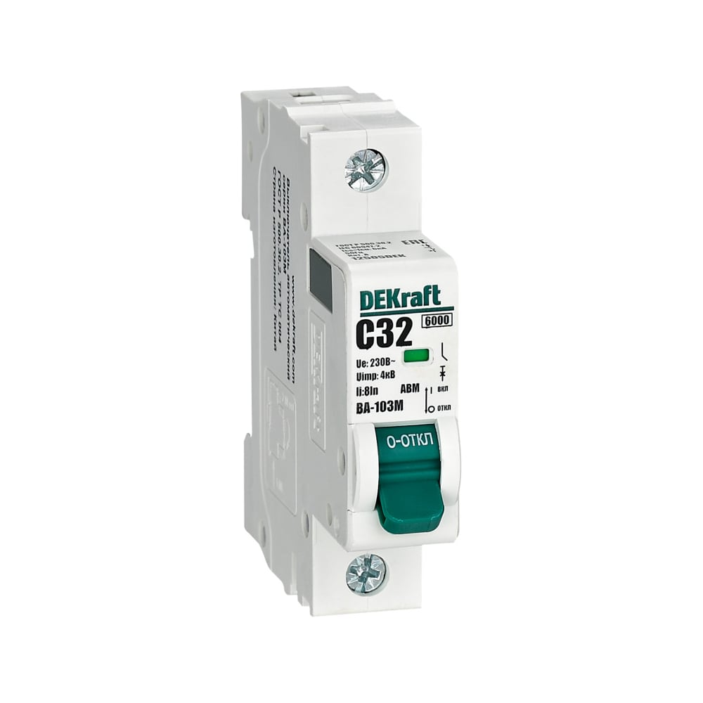 Изображение товара Автоматический выключатель Dekraft 1P 32А модель ВА-103М для DIN-рейки