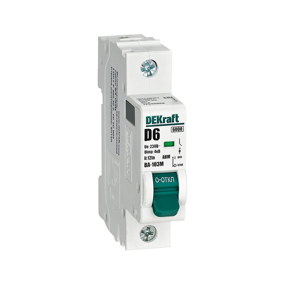 Изображение товара Автоматический выключатель Dekraft без теплозащиты 1P 6А