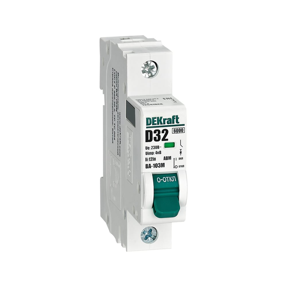 Изображение товара Автоматический выключатель Dekraft VA-103M 32А 1P без теплозащиты для электросетей