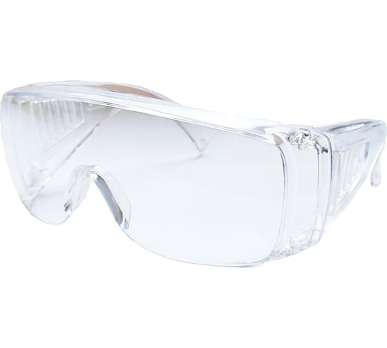 Изображение товара Очки защитные открытые SAMGRUPP поликарбонат, прозрачные, с боковой и верхней защитой, с вентиляцией, 10 шт SAMC-073004001-10