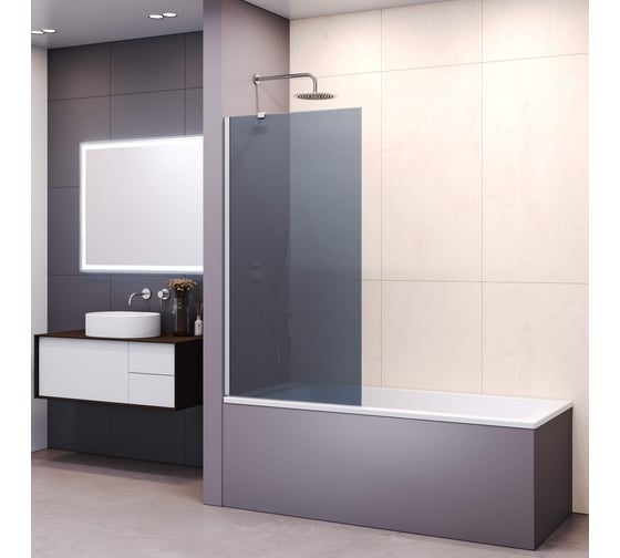 Изображение товара Шторка на ванну RGW 80*150 SC-150-B черный, тонированное(серое) стекло 6 мм, Easy Clean 351115008-34