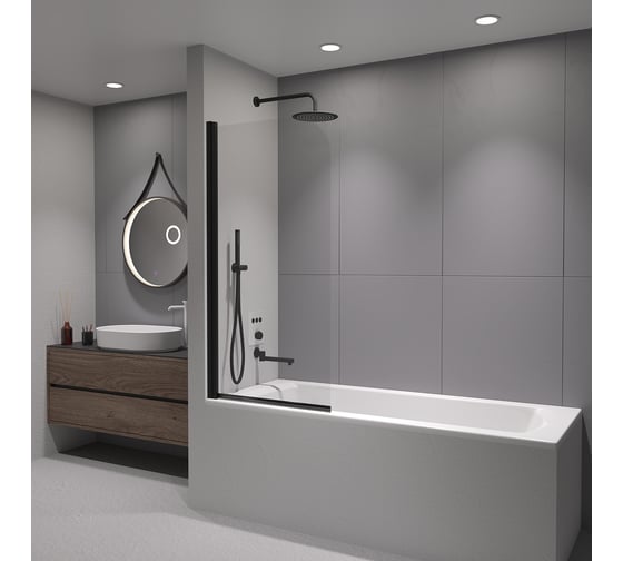 Изображение товара Шторка на ванну RGW 70*150 SC-109-B черный, прозрачное стекло 6 мм 411110907-14