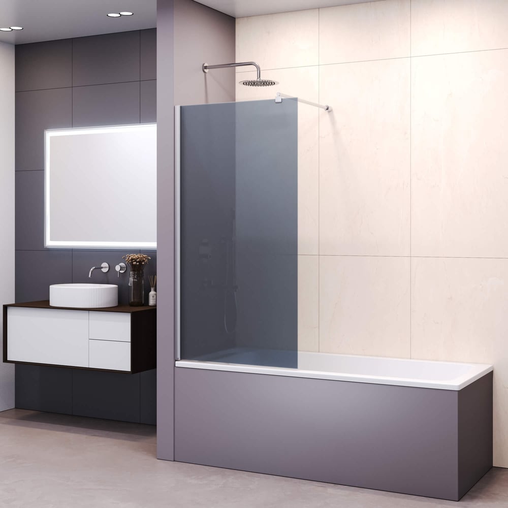 Изображение товара Шторка для ванной RGW 90*150 SC-050 хром серое стекло 6 мм Easy Clean