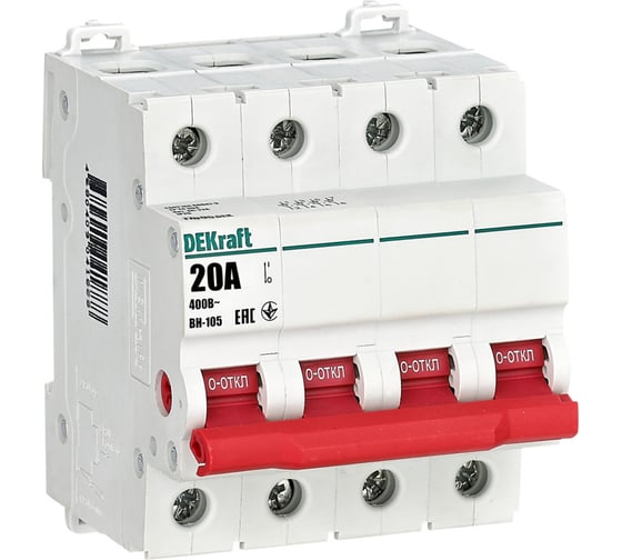 Изображение товара Выключатель-разъединитель Dekraft 4Р 20А ВН-105 17095DEK
