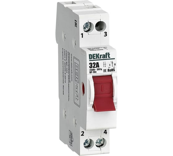 Изображение товара Трехпозиционный выключатель-разъединитель Dekraft 1P 32A ВР-103 17203DEK