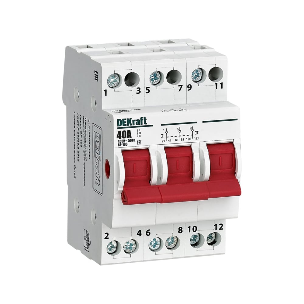 Изображение товара Трехпозиционный выключатель-разъединитель Dekraft 3P 40A ВР-103 17216DEK
