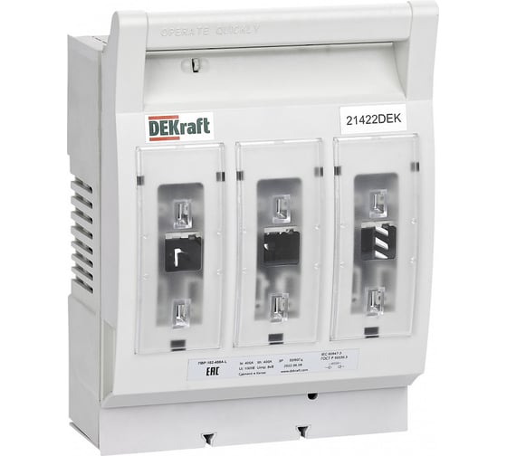 Изображение товара ПВР Dekraft горизонтальный, 400А, 3ф отключение, ПВР-102 21422DEK