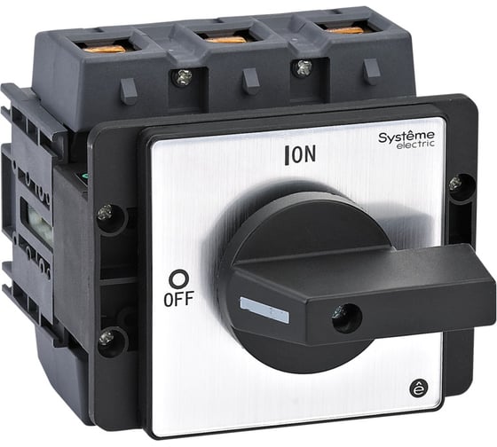 Изображение товара Выключатель разъединитель Systeme Electric 3P 125A IP20, с черной рукояткой на дверцу, 4 винтами MSD125320B
