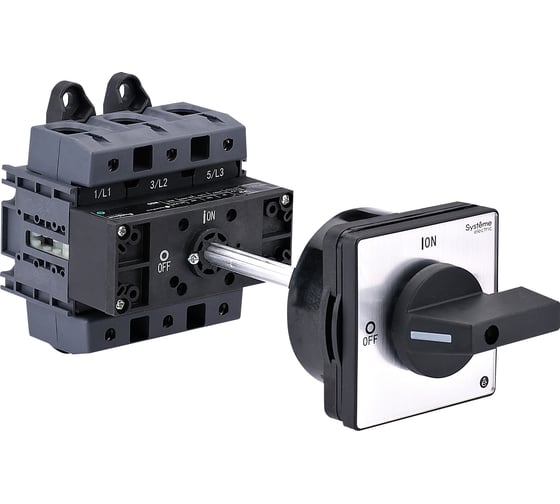 Изображение товара Выключатель разъединитель Systeme Electric 3P 175A IP20, с черной выносной рукояткой, на ДИН-рейке/плате MSD175340B