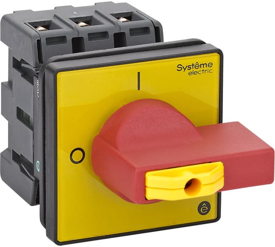 Изображение товара Выключатель разъединитель Systeme Electric 3P 40A IP20, с красной рукояткой на дверцу, 4 винта, 1 замок MSD40360R